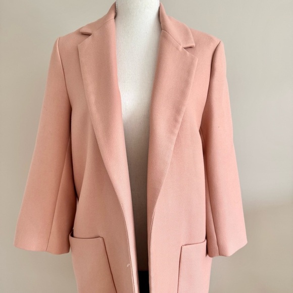 Zara Open Front Boyfriend Pink Coat XS - Picture 7 of 16